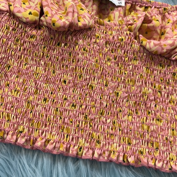 RESA Stella Flower Crop Smocked Orange Top sz S - Picture 4 of 8